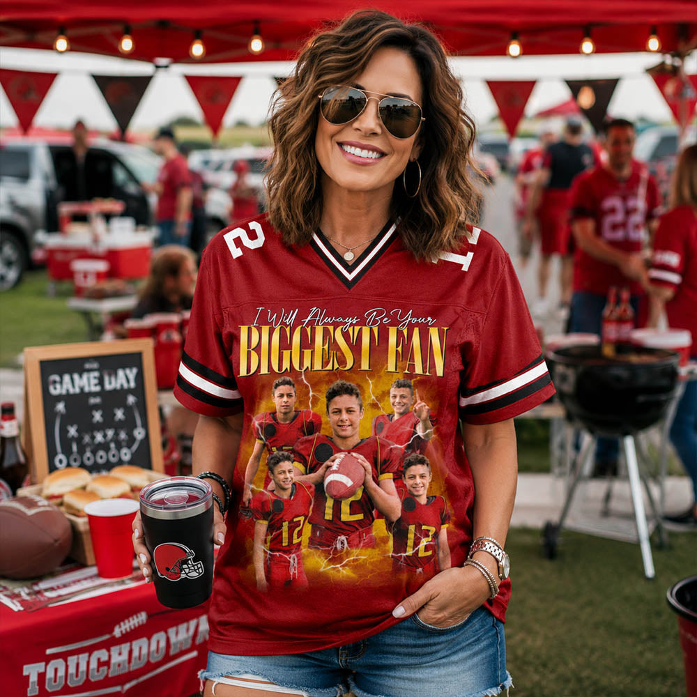 Custom Photo Football Game Day Football Jersey I Will Always Be Your Biggest Fan Gift For Football Lovers H2511