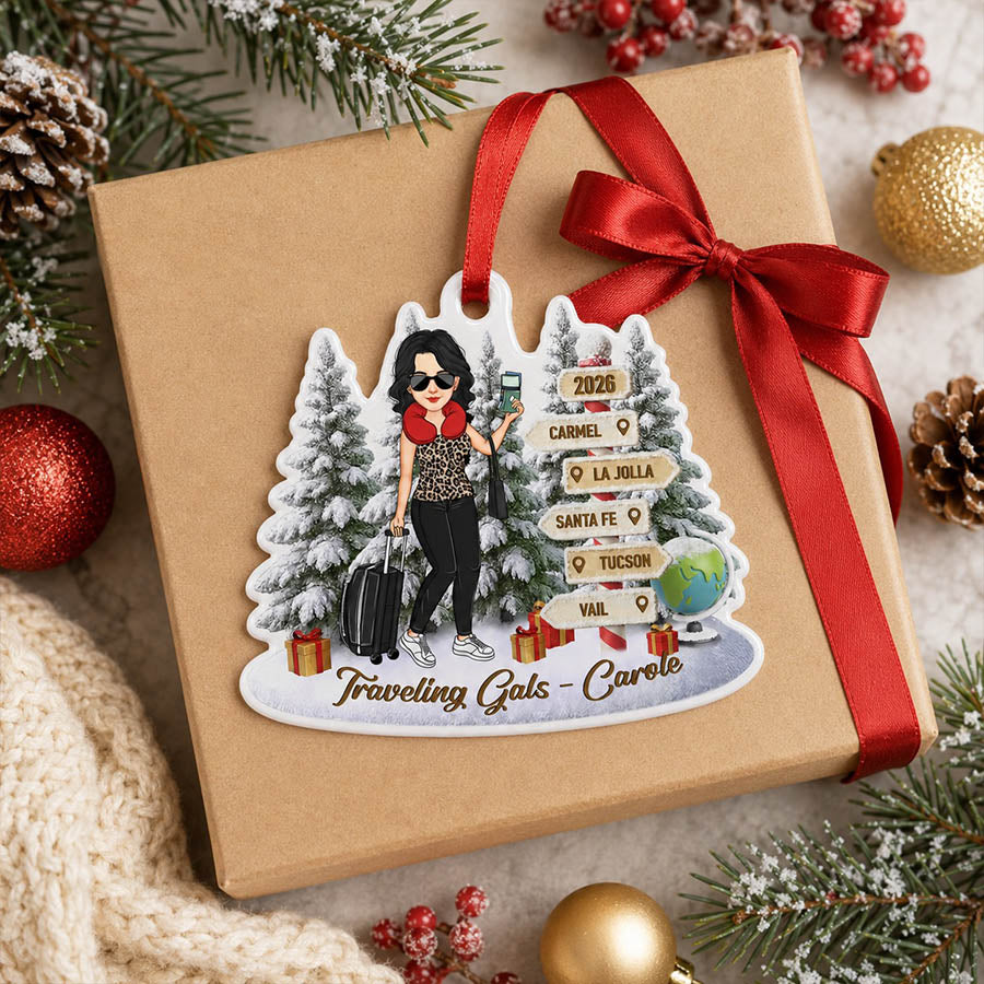Personalized Travel Adventure Ornament, Custom Traveling Destination Ornament, Couple Traveling Destination, Travel Gift, Christmas Gift Na02