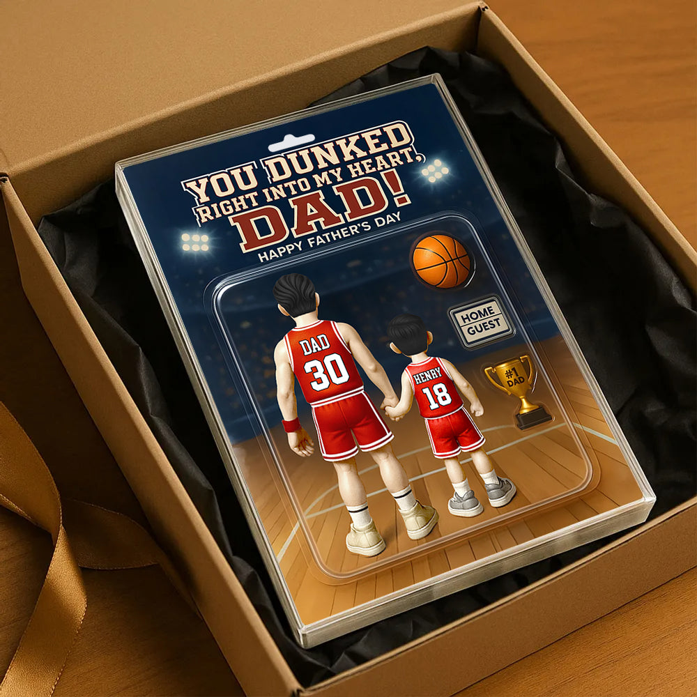 You Dunked Right Into My Heart Dad, Basketball Custom Figure Personalized Acrylic Block Plaque, Gift For Dad A2110
