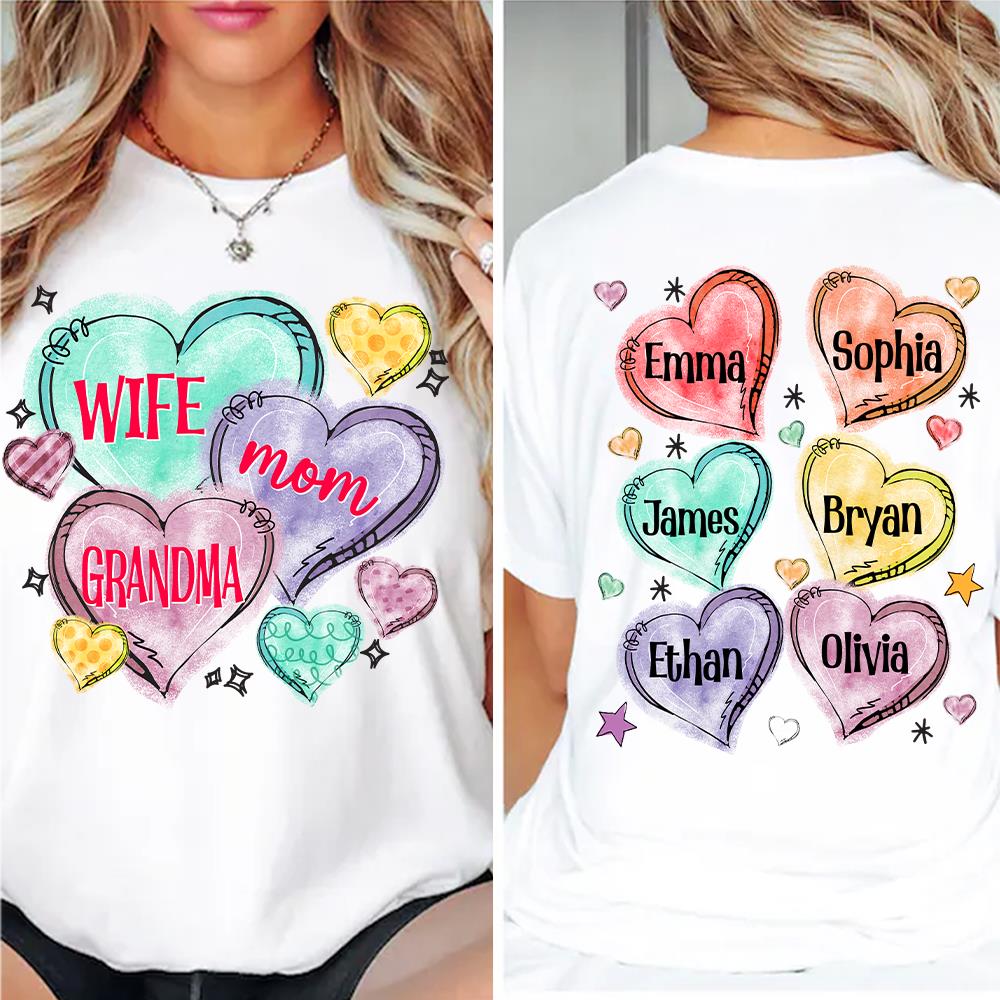 Custom Grandma Candy Hearts for Grandmas Shirt - Personalized Valentine Shirt