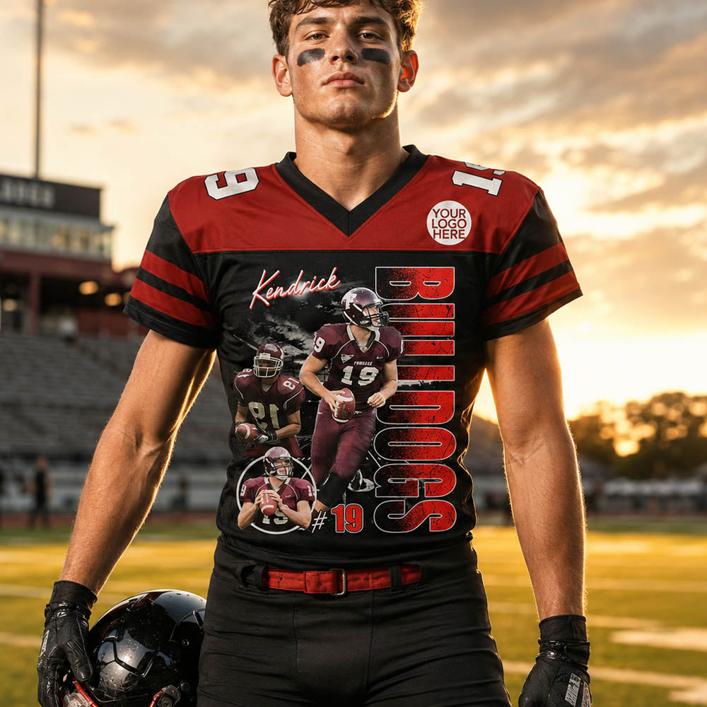 Custom Photo Football Player Shirt - Personalized Team Name School Name Football Jersey Shirt