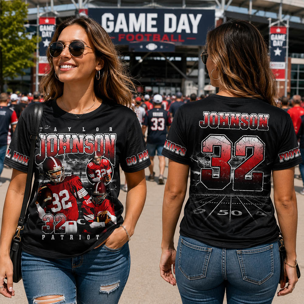Custom Football All Over Print Shirt Bootleg Player Shirt, Team Name Gift For Football Lovers Game Day Shirt H2511