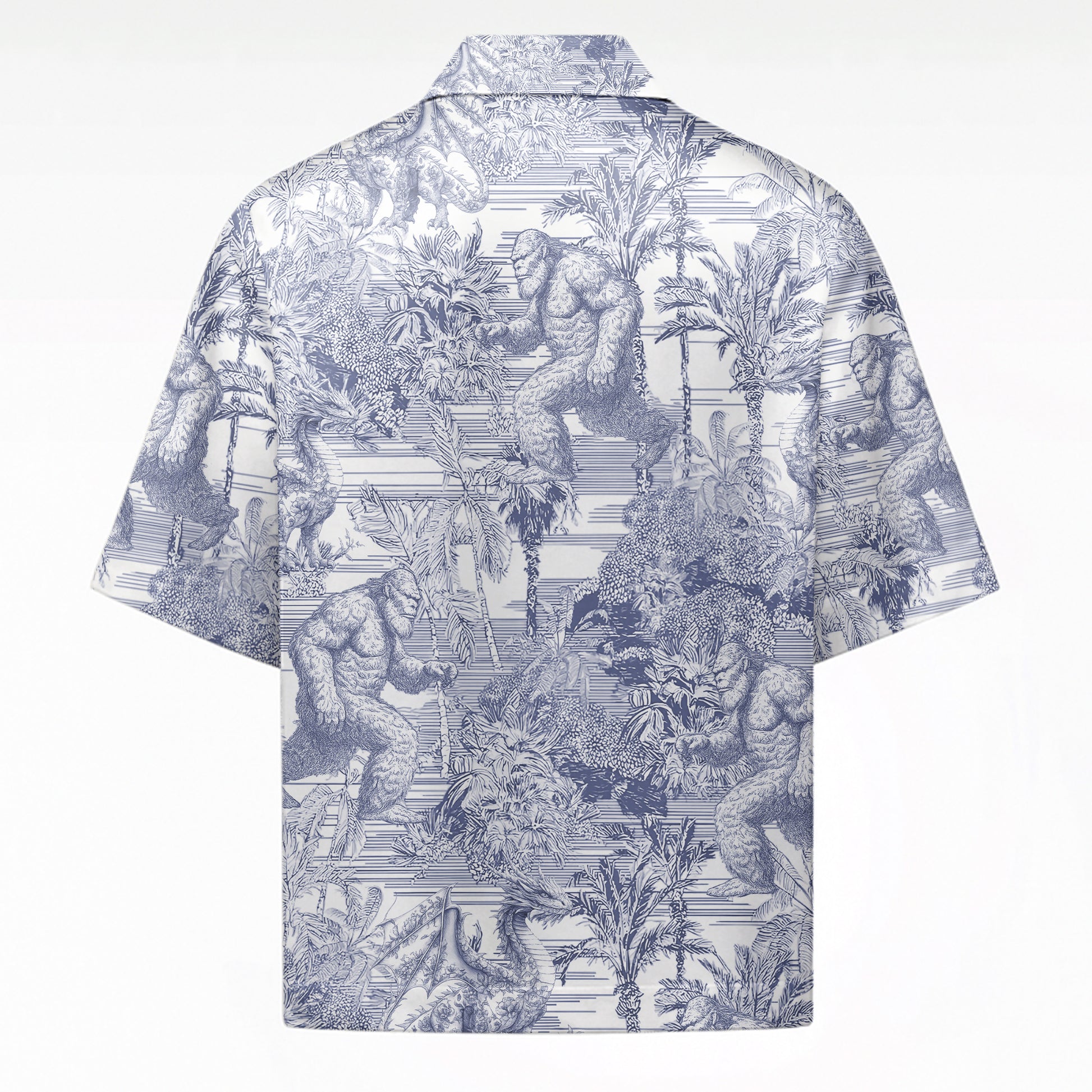Bigfoot Alien Dragon Dinosaur Wolf Toile De Jouy - Personalized Short-Sleeved Silk Shirt Hv01