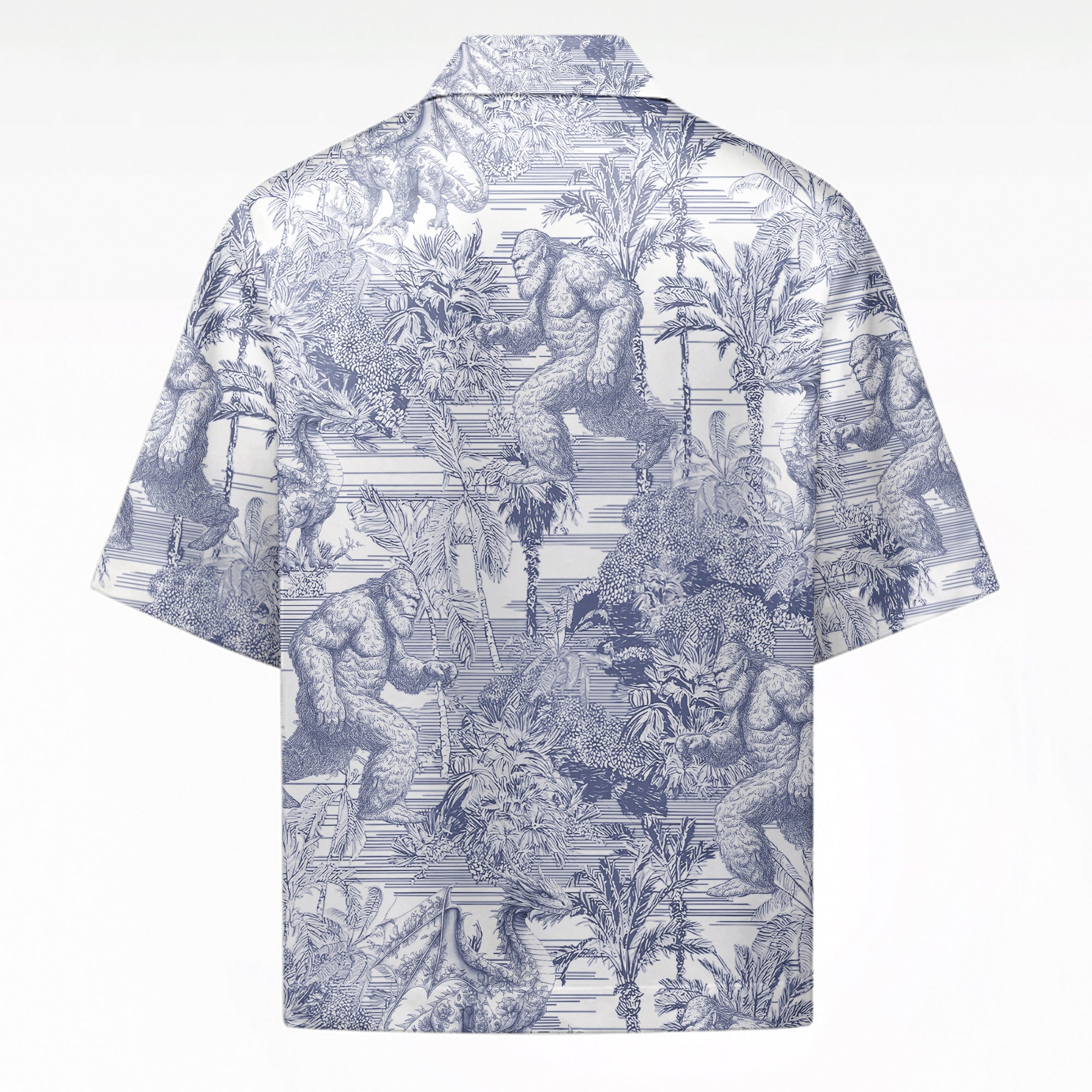 Bigfoot Alien Dragon Dinosaur Wolf Toile De Jouy - Personalized Short-Sleeved Silk Shirt Hv01