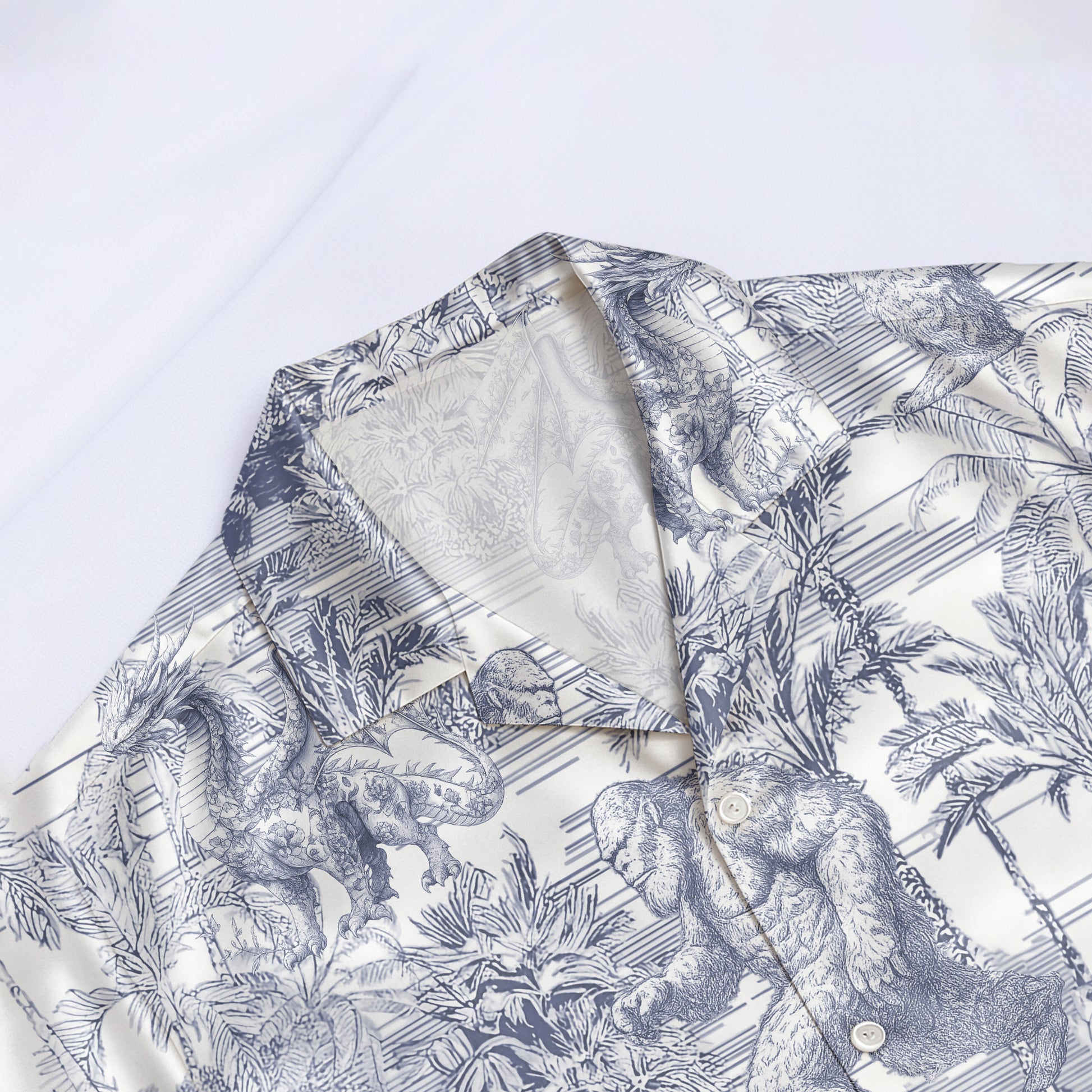 Bigfoot Alien Dragon Dinosaur Wolf Toile De Jouy - Personalized Short-Sleeved Silk Shirt Hv01