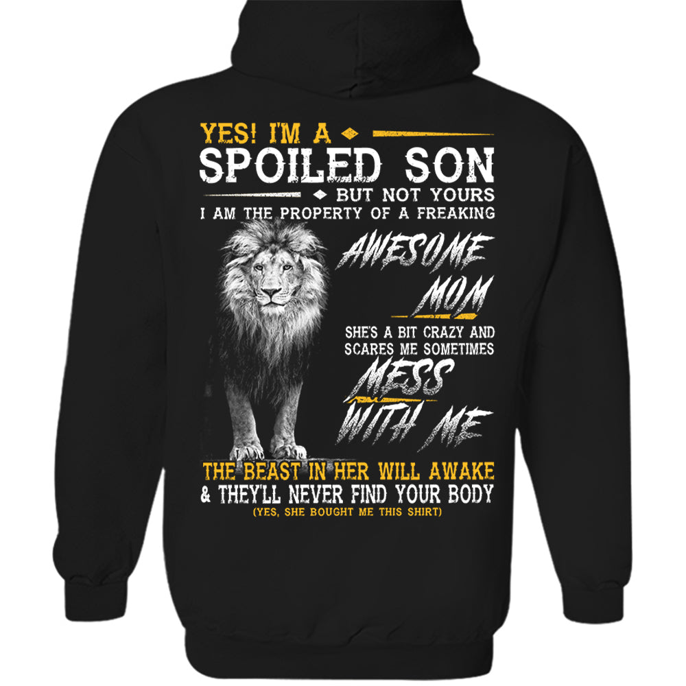 Yes, Im A Spoiled Son Thunder Lion Black And White Lion Shirt Perfect Gift For Son