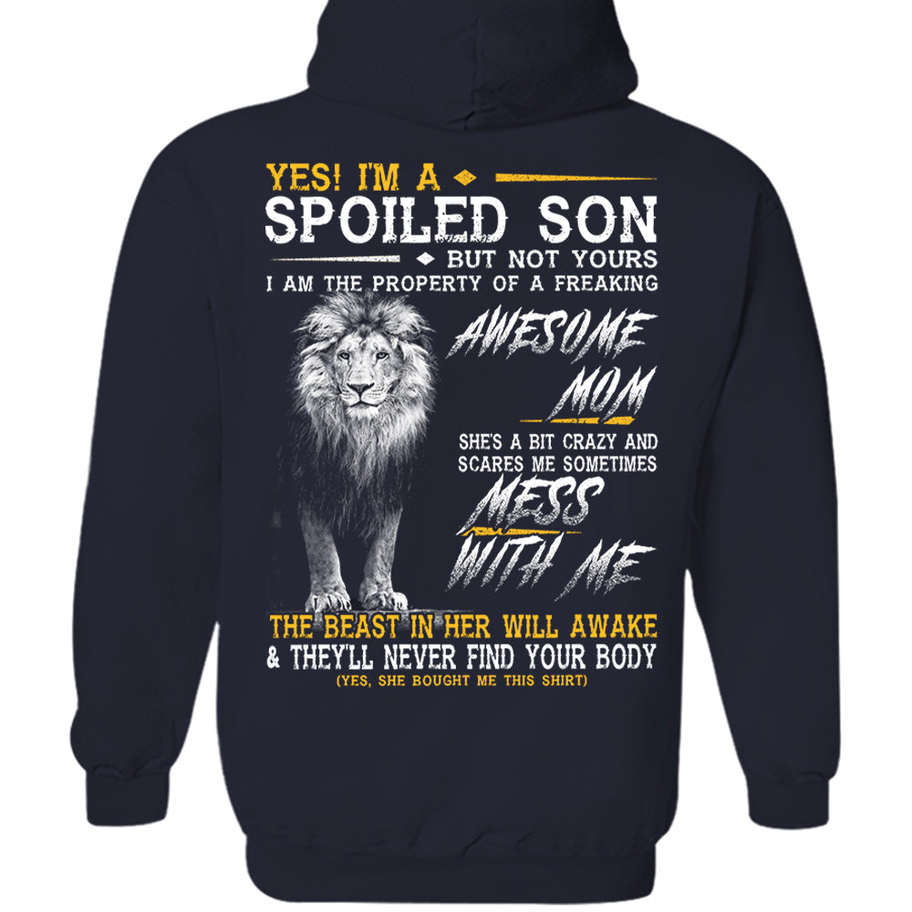 Yes, Im A Spoiled Son Thunder Lion Black And White Lion Shirt Perfect Gift For Son