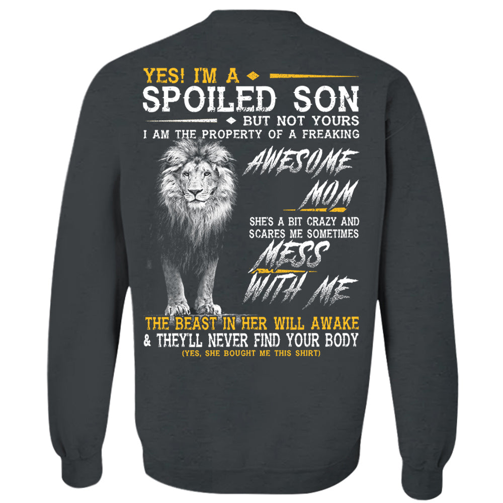 Yes, Im A Spoiled Son Thunder Lion Black And White Lion Shirt Perfect Gift For Son