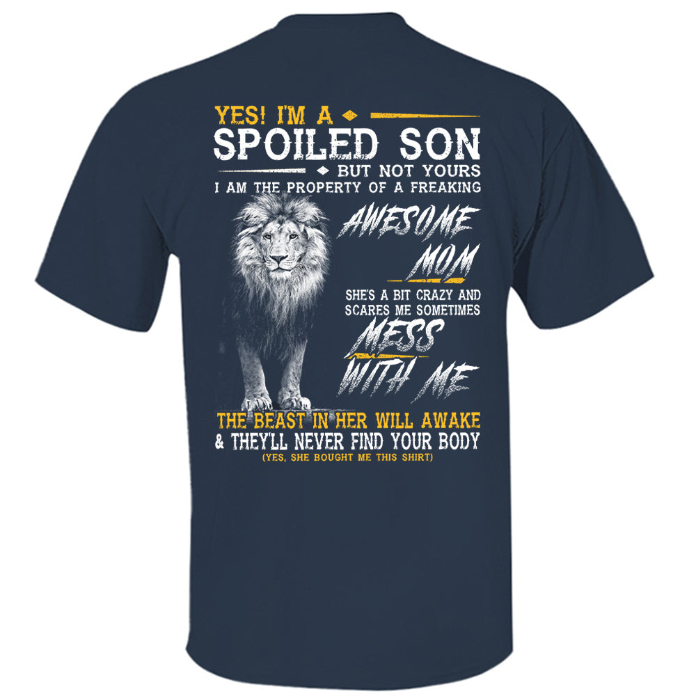 Yes, Im A Spoiled Son Thunder Lion Black And White Lion Shirt Perfect Gift For Son