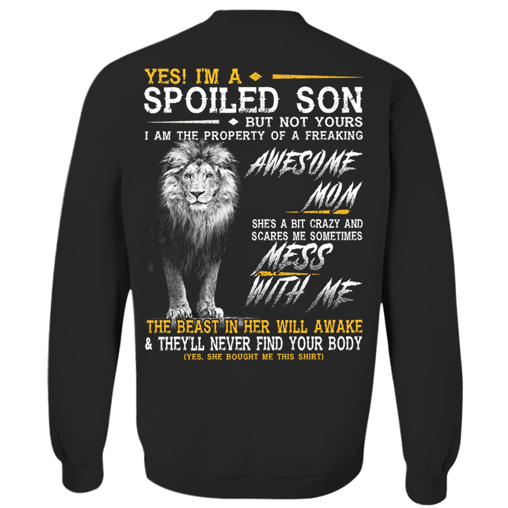 Yes, Im A Spoiled Son Thunder Lion Black And White Lion Shirt Perfect Gift For Son