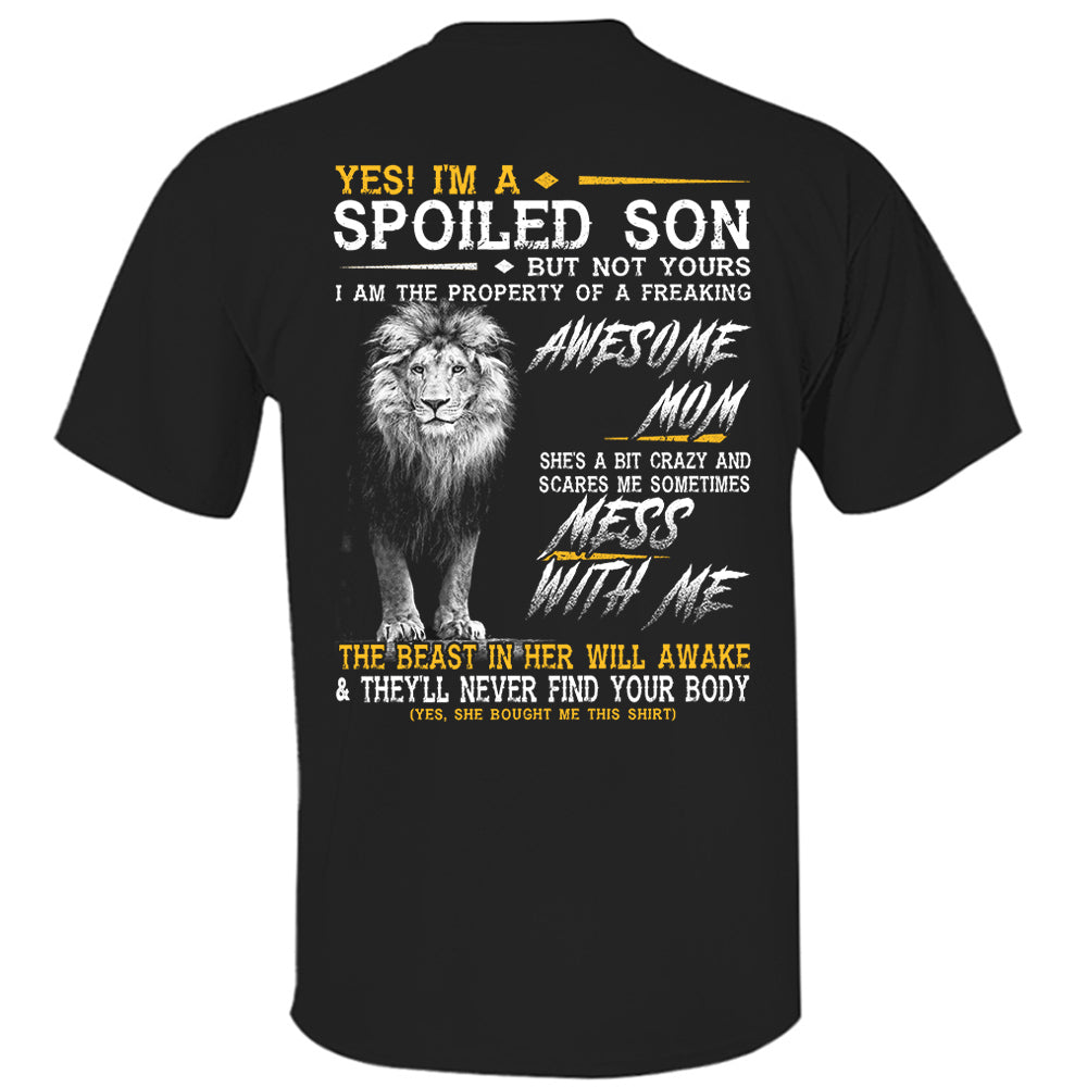 Yes, Im A Spoiled Son Thunder Lion Black And White Lion Shirt Perfect Gift For Son