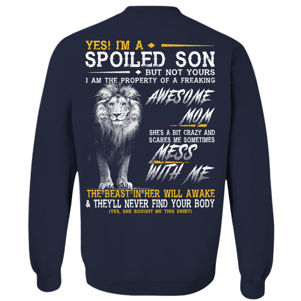 Yes, Im A Spoiled Son Thunder Lion Black And White Lion Shirt Perfect Gift For Son