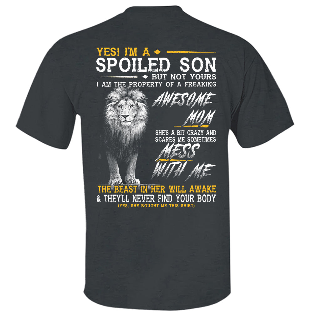 Yes, Im A Spoiled Son Thunder Lion Black And White Lion Shirt Perfect Gift For Son