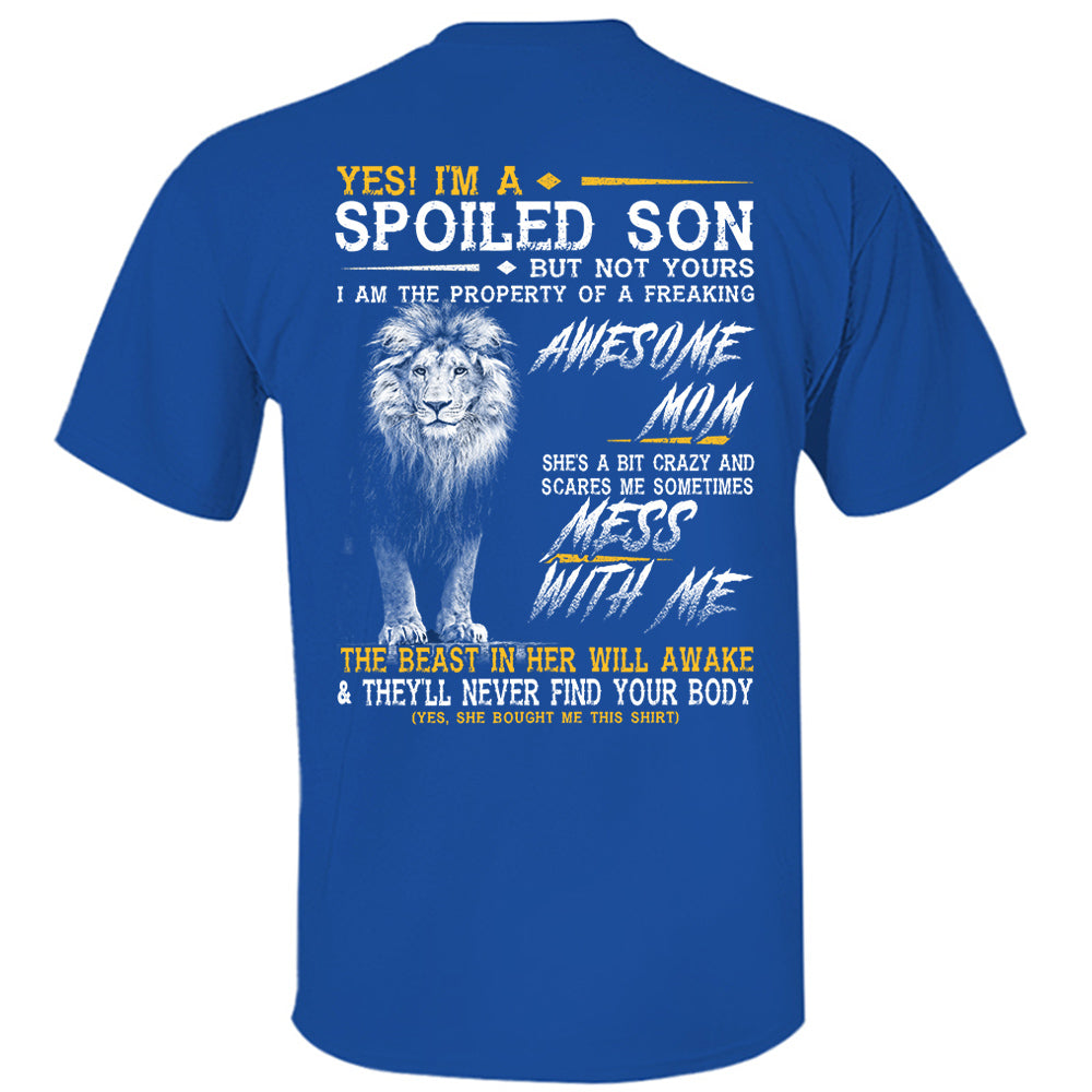 Yes, Im A Spoiled Son Thunder Lion Black And White Lion Shirt Perfect Gift For Son