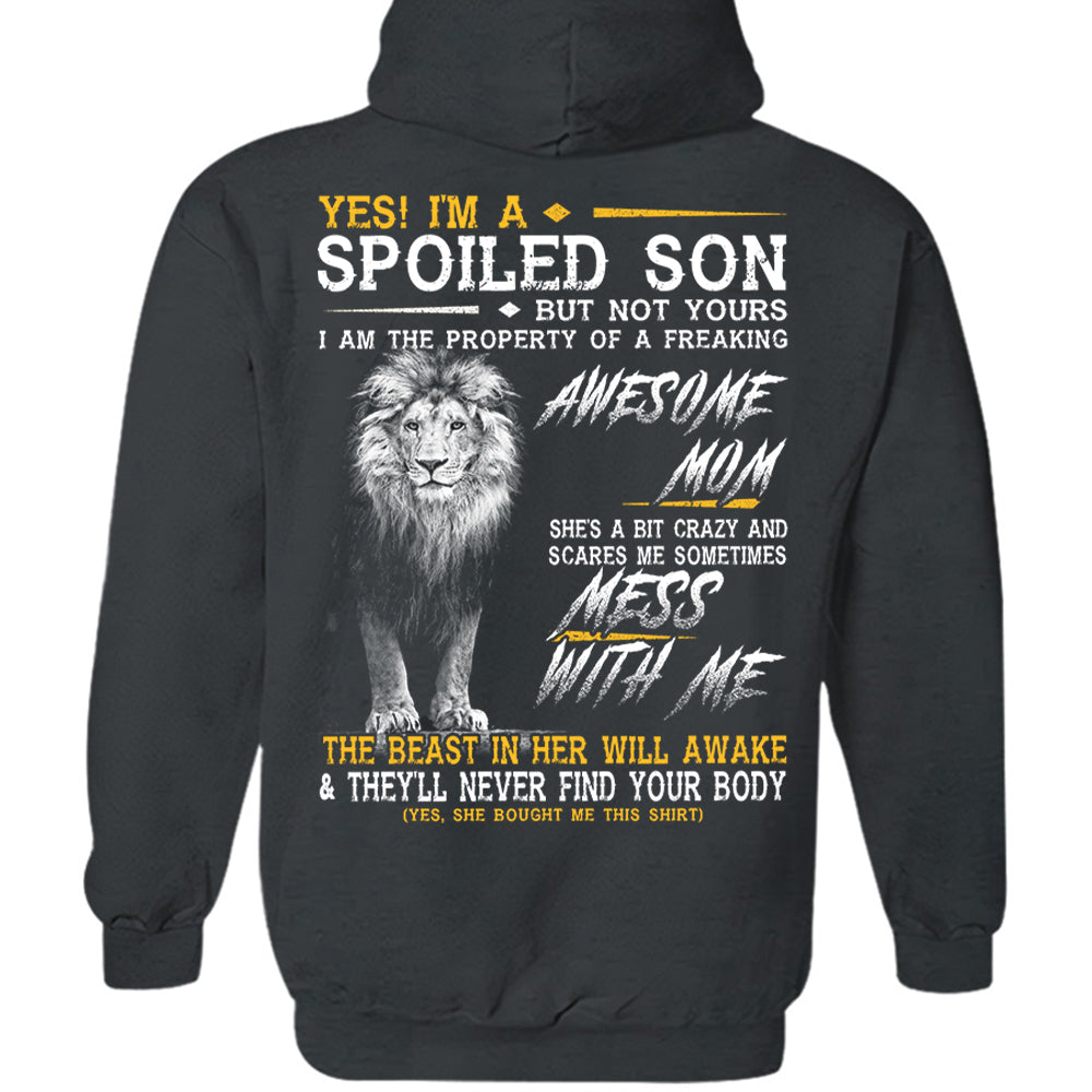 Yes, Im A Spoiled Son Thunder Lion Black And White Lion Shirt Perfect Gift For Son