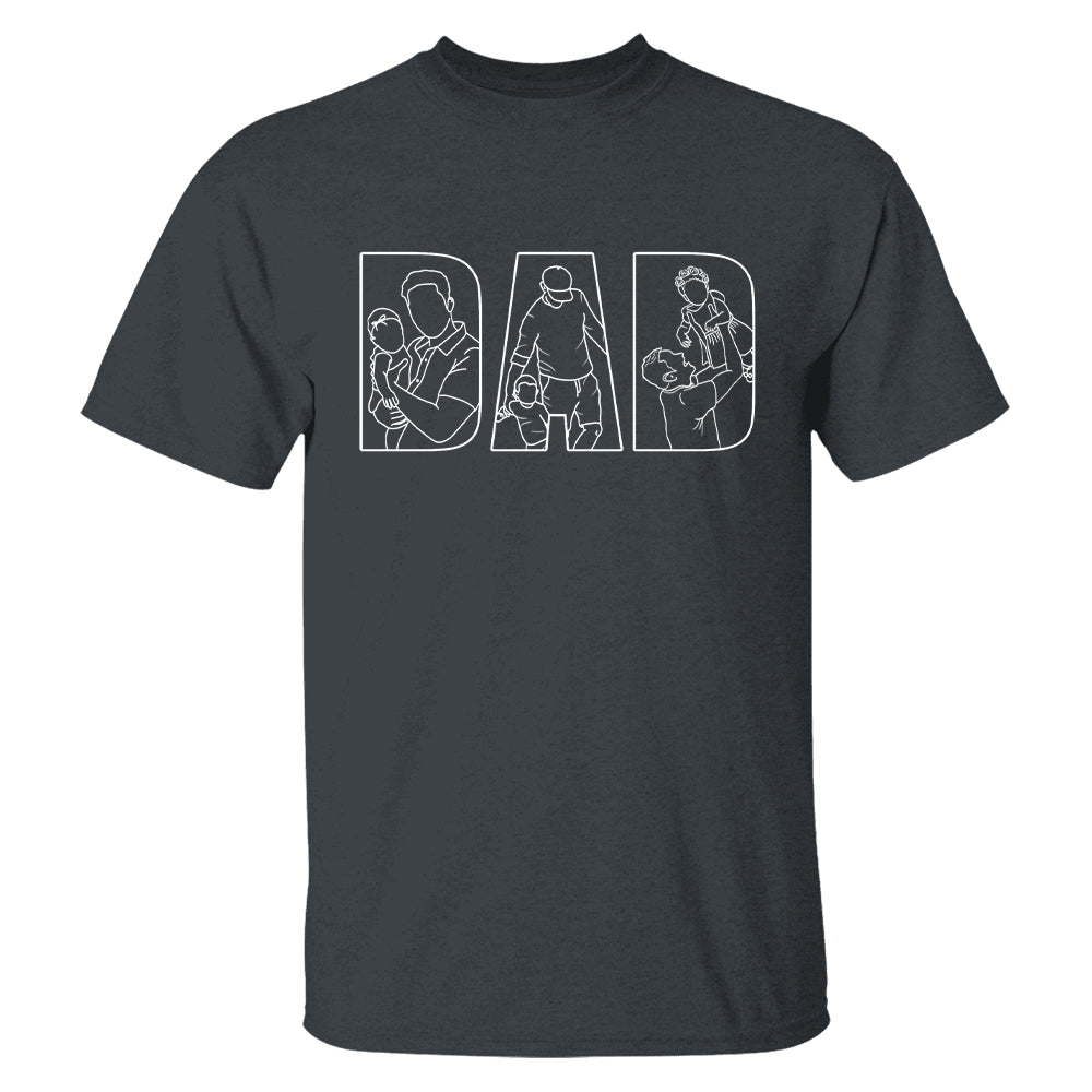 Custom Dad Shirt Portrait From Photo, Personalized Dad Photo Outline Shirt, Custom Photo Shirt For Dad, Father's Day Shirts, Papa Shirt Hv01