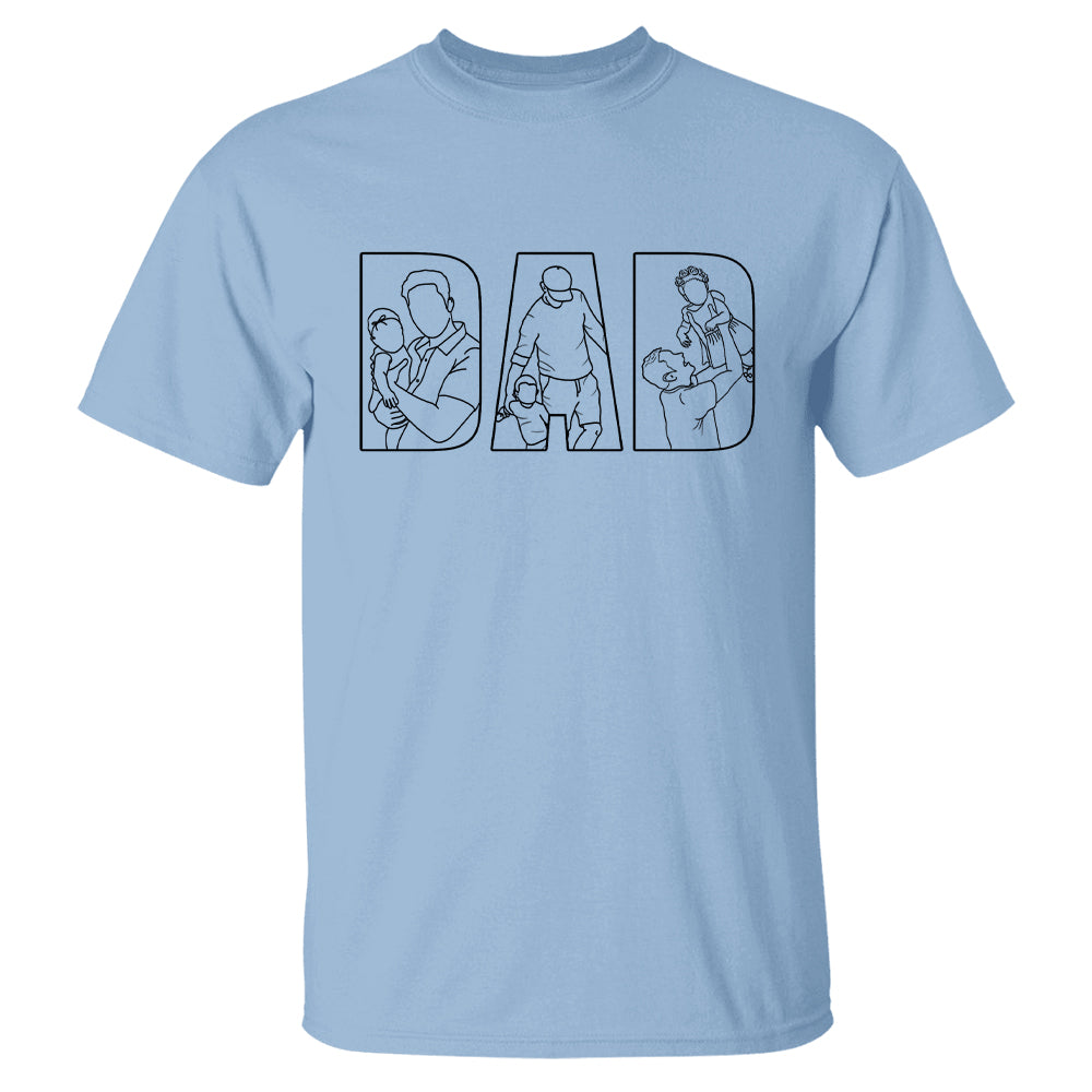 Custom Dad Shirt Portrait From Photo, Personalized Dad Photo Outline Shirt, Custom Photo Shirt For Dad, Father's Day Shirts, Papa Shirt Hv01