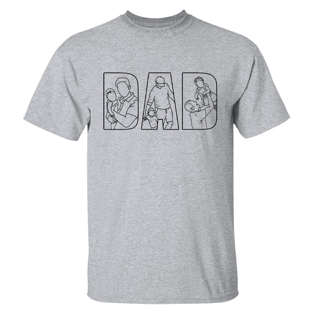 Custom Dad Shirt Portrait From Photo, Personalized Dad Photo Outline Shirt, Custom Photo Shirt For Dad, Father's Day Shirts, Papa Shirt Hv01