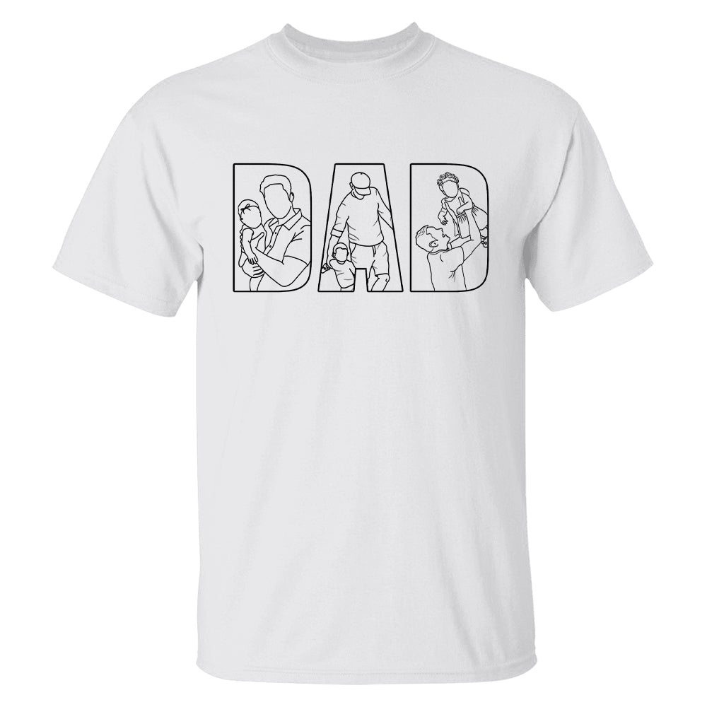 Custom Dad Shirt Portrait From Photo, Personalized Dad Photo Outline Shirt, Custom Photo Shirt For Dad, Father's Day Shirts, Papa Shirt Hv01