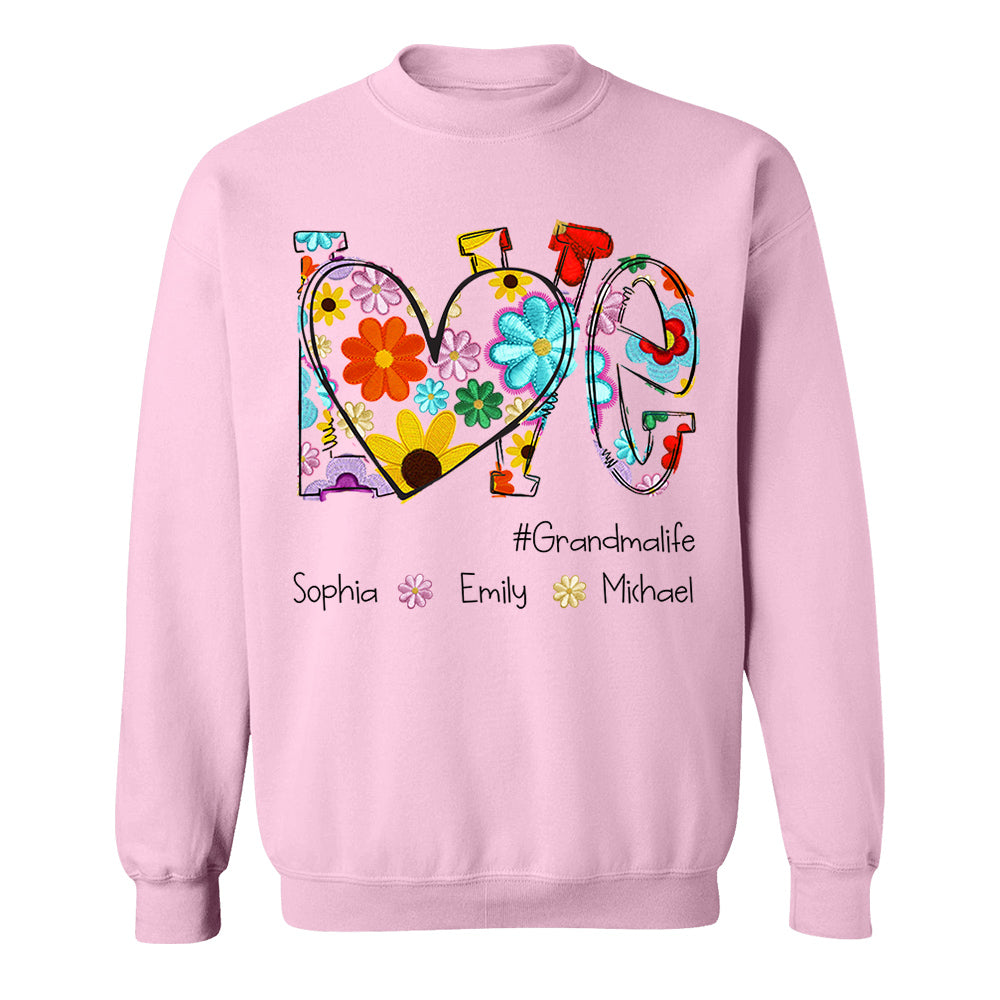 Love Grandmalife Spring Floral And Grandkids Mother's Day T-Shirt
