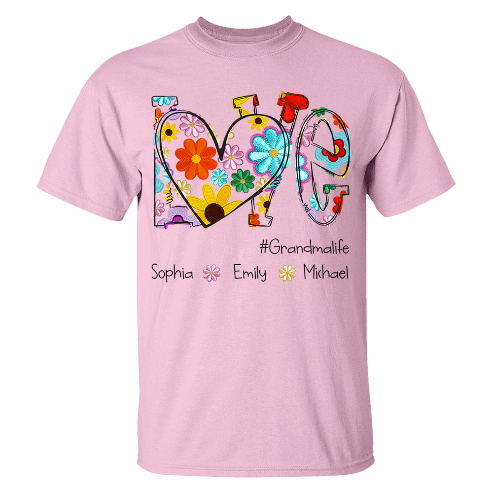 Love Grandmalife Spring Floral And Grandkids Mother's Day T-Shirt