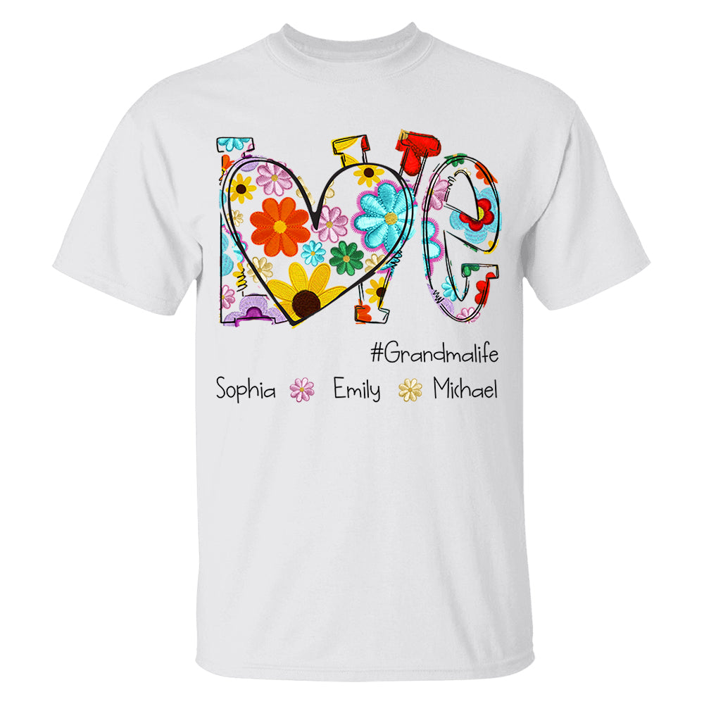 Love Grandmalife Spring Floral And Grandkids Mother's Day T-Shirt