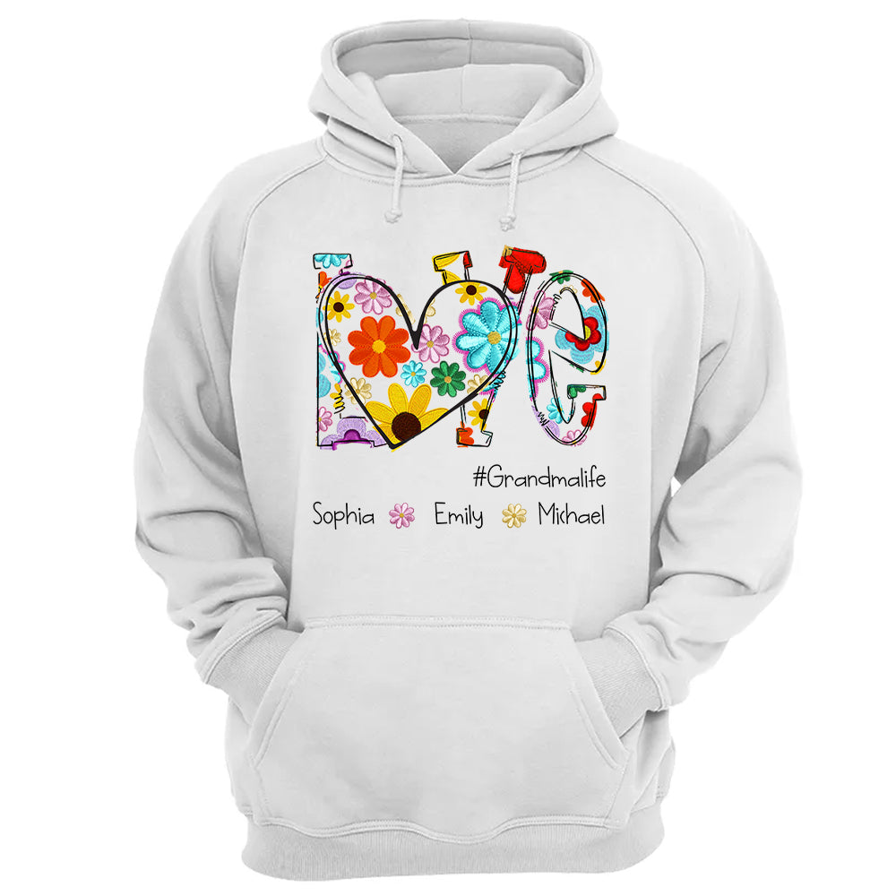 Love Grandmalife Spring Floral And Grandkids Mother's Day T-Shirt