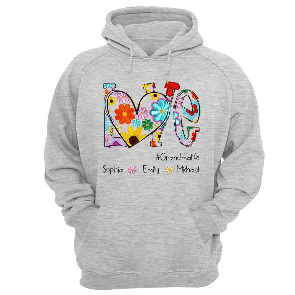 Love Grandmalife Spring Floral And Grandkids Mother's Day T-Shirt