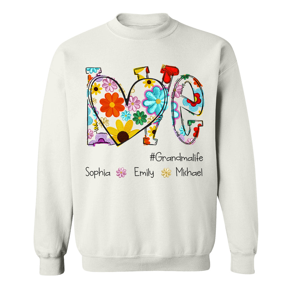 Love Grandmalife Spring Floral And Grandkids Mother's Day T-Shirt