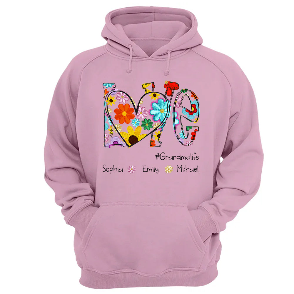 Love Grandmalife Spring Floral And Grandkids Mother's Day T-Shirt