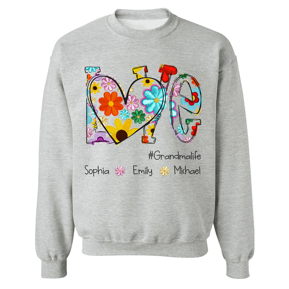 Love Grandmalife Spring Floral And Grandkids Mother's Day T-Shirt