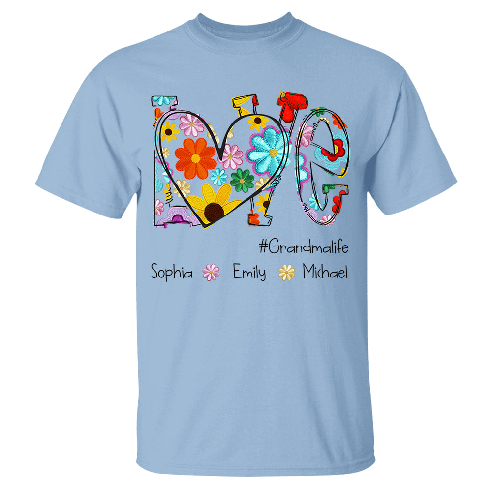 Love Grandmalife Spring Floral And Grandkids Mother's Day T-Shirt