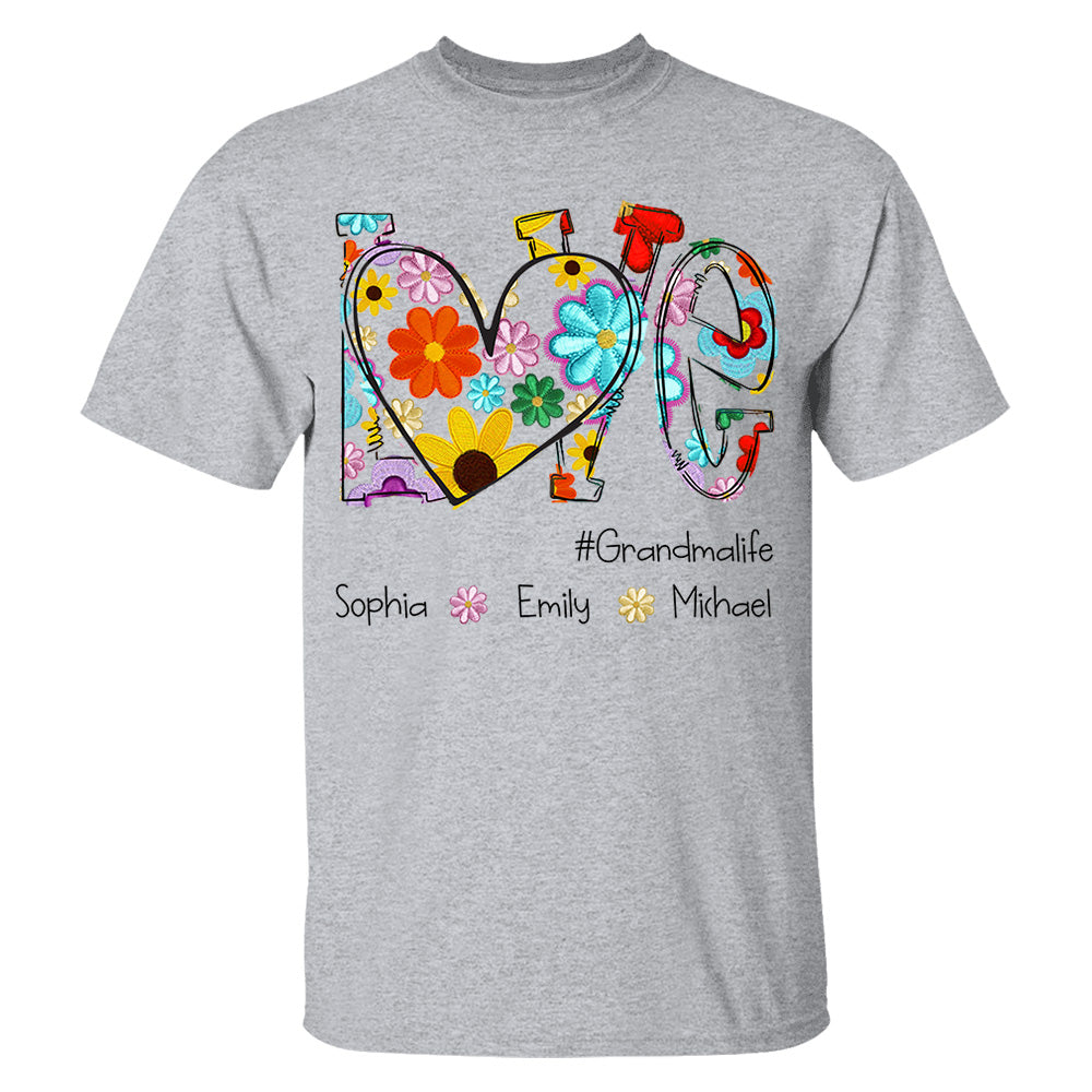 Love Grandmalife Spring Floral And Grandkids Mother's Day T-Shirt