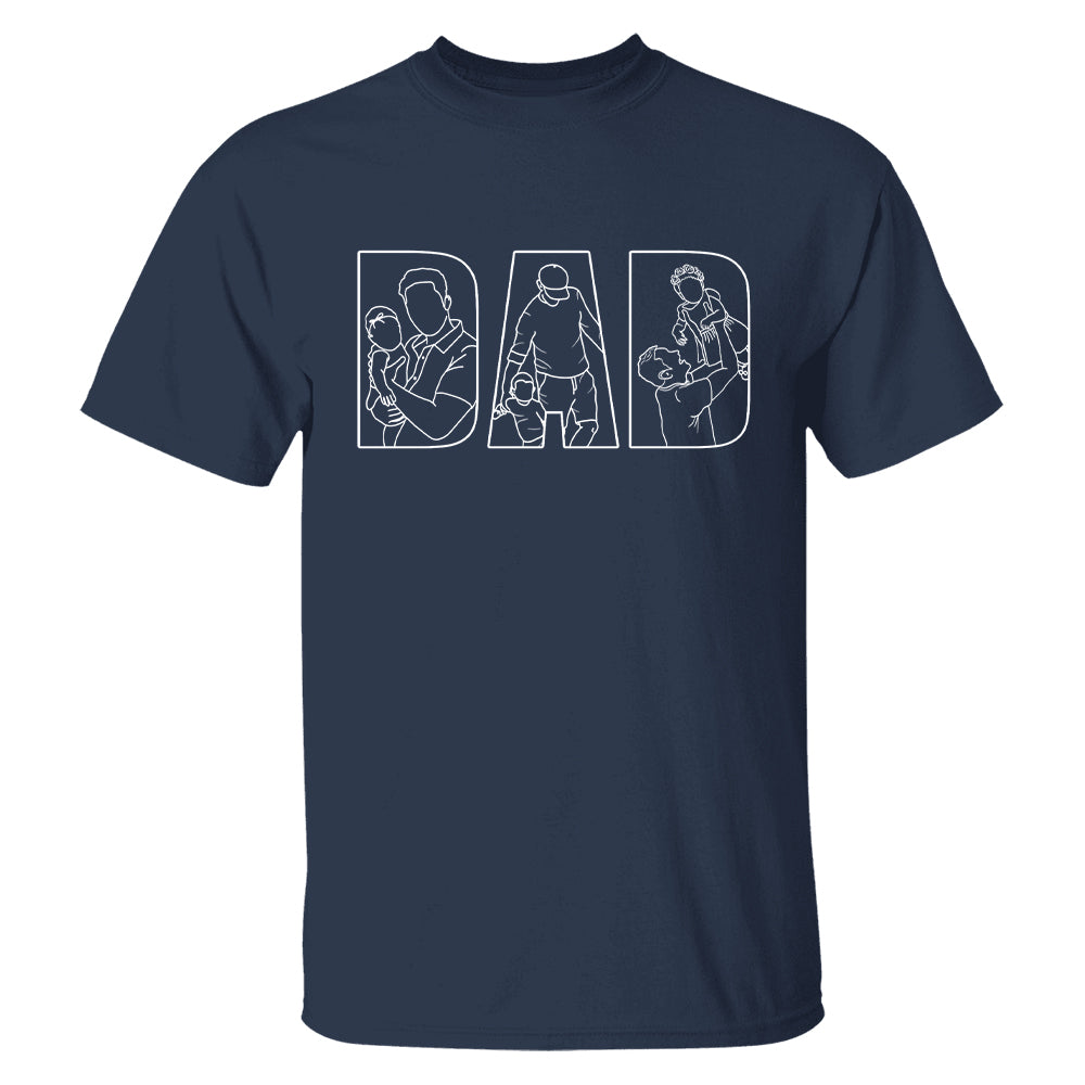Custom Dad Shirt Portrait From Photo, Personalized Dad Photo Outline Shirt, Custom Photo Shirt For Dad, Father's Day Shirts, Papa Shirt Hv01