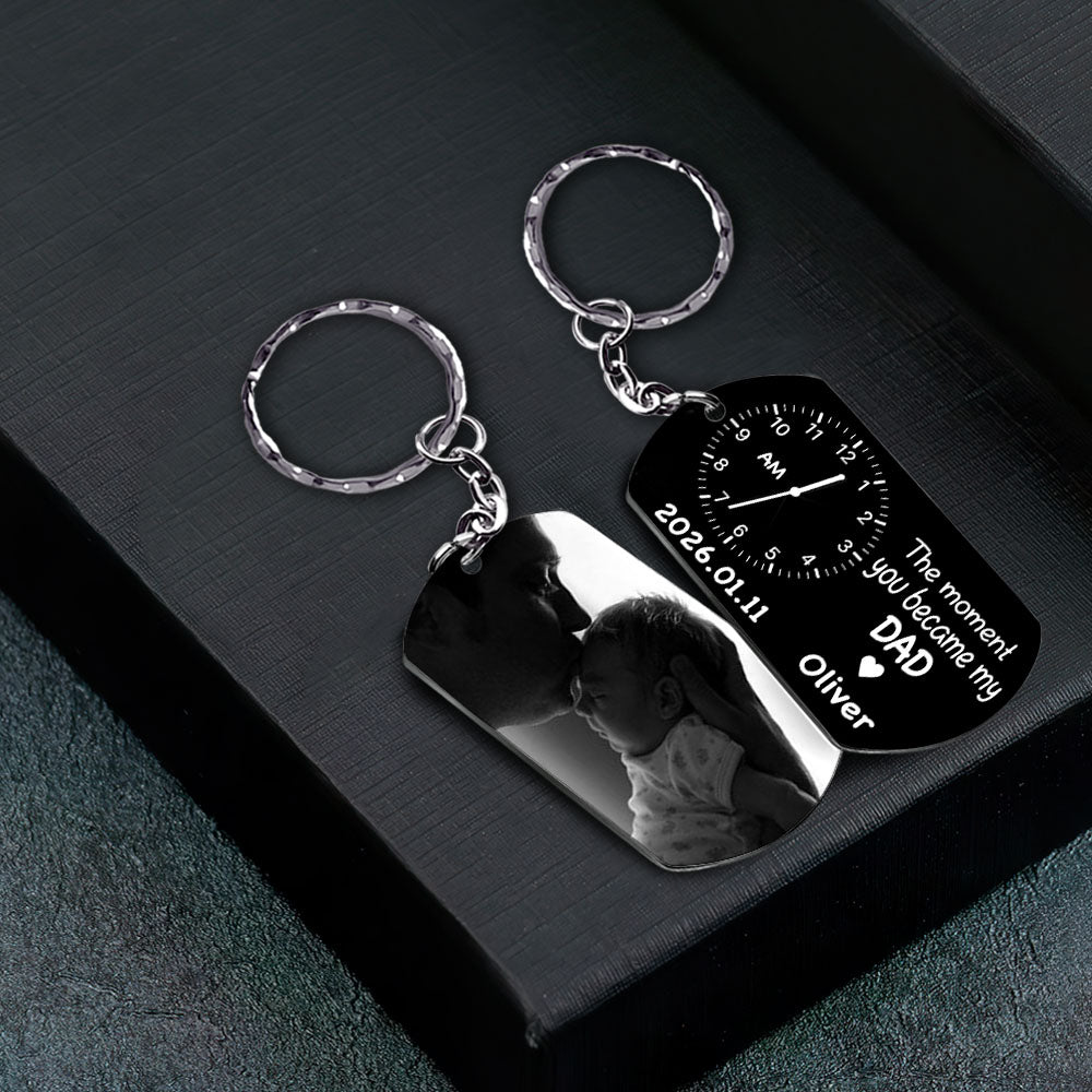 New Dad Keychain, The Moment You Became My Daddy Keychain Baby Shower Gifts for Dad Personalised 1st Father's Day Gift for Him Nh00