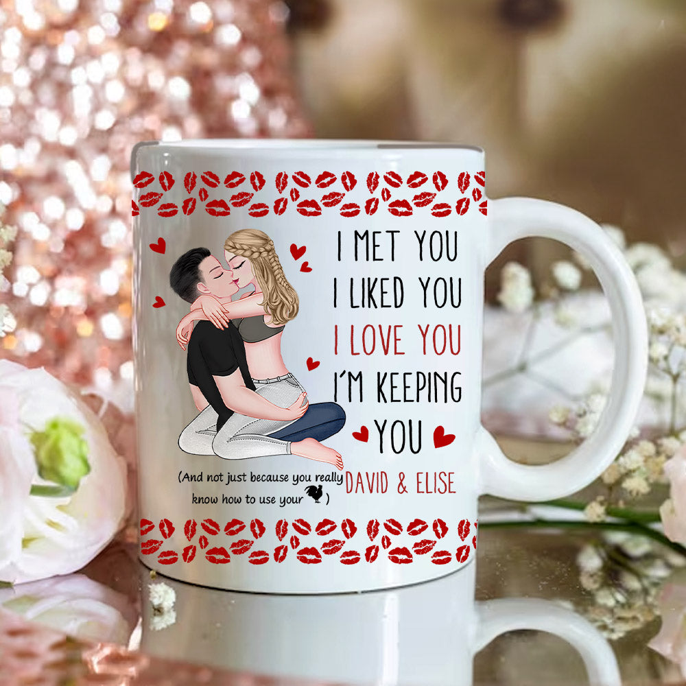 Kissing Couple Funny I Love You With All My Heart - Personalized Mug Nh00