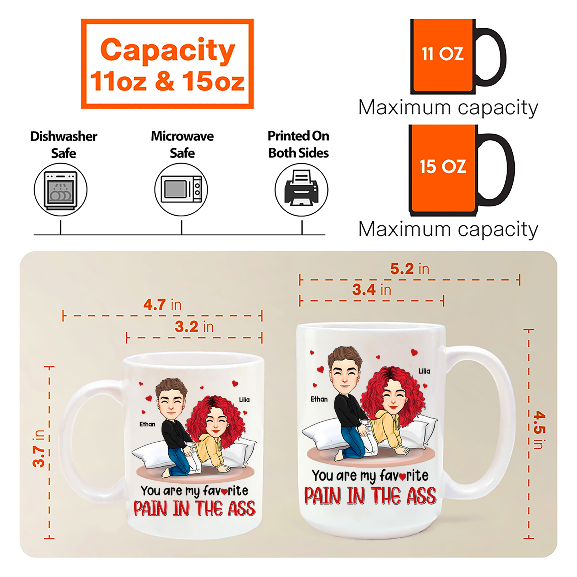 You Are My Favorite Pain In The Ass - Couple Personalized Custom Mug - Gift For Husband Wife, Anniversary Pa00