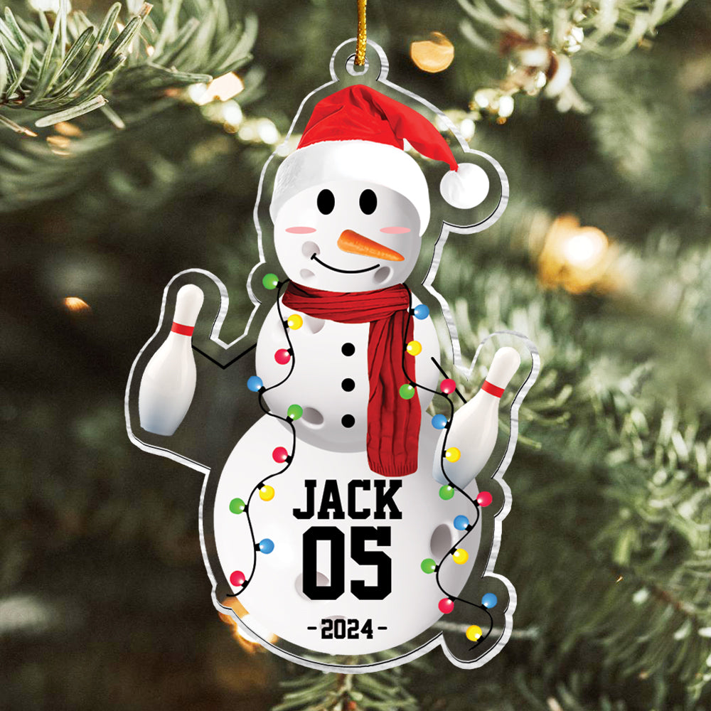 Bowling Snowman - Gifts For Players, Team, Boys - Personalized Acrylic Ornament Tu20