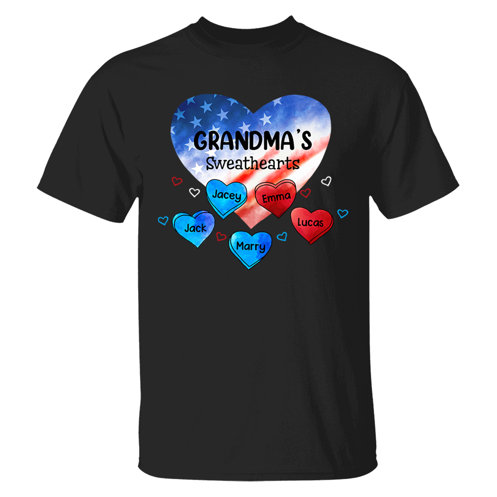 Custom Mom Grandma Sweat Heart 4th of July Shirt