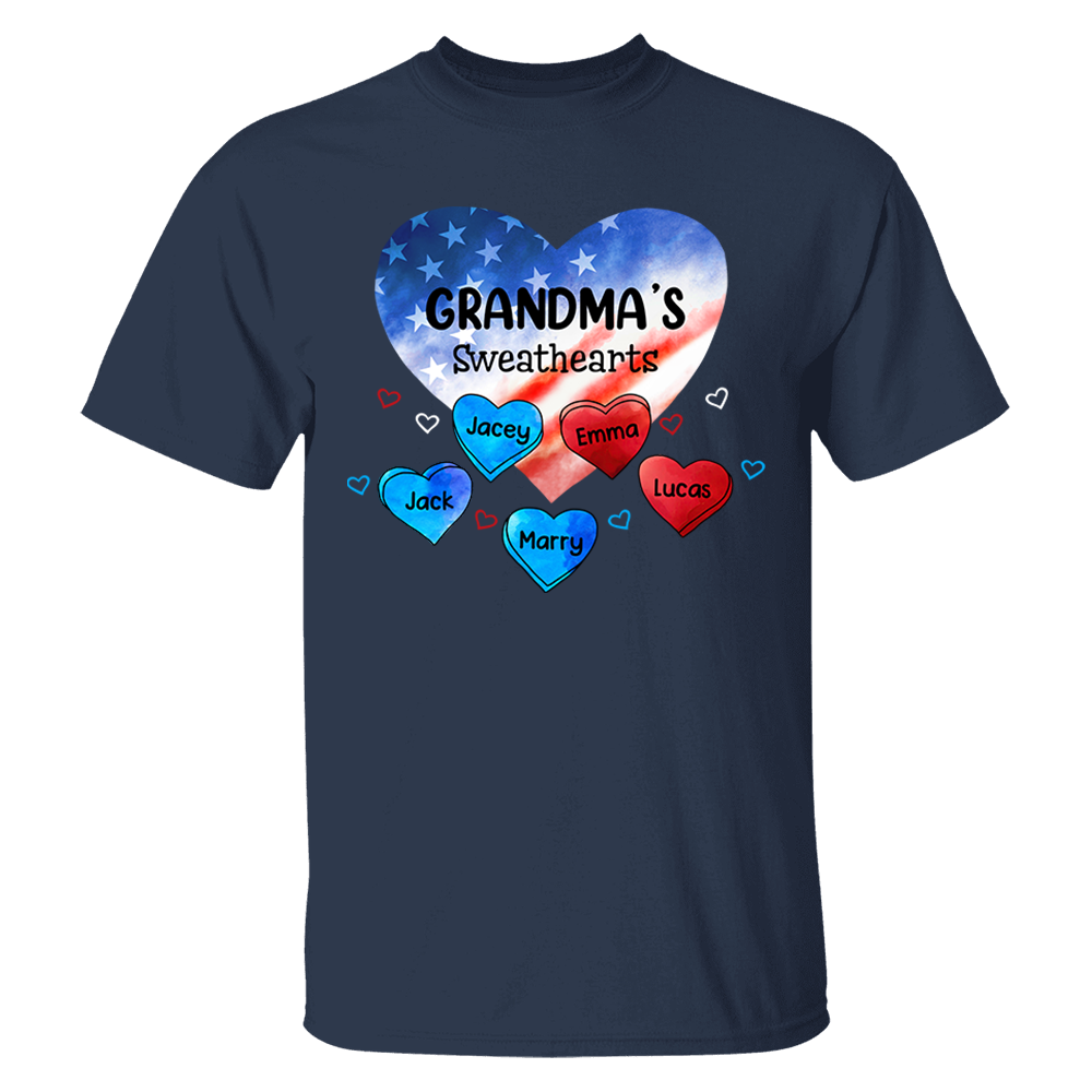 Custom Mom Grandma Sweat Heart 4th of July Shirt