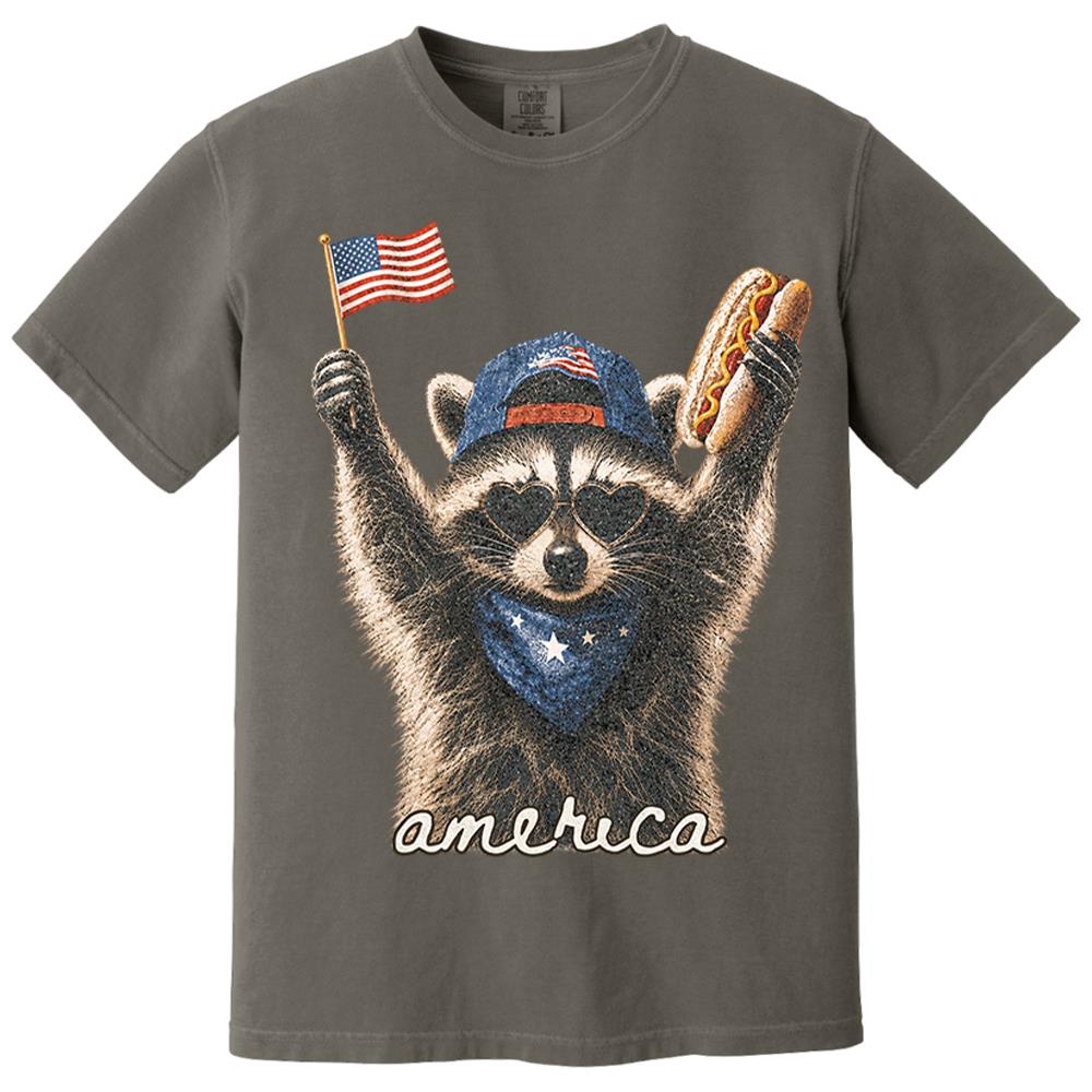 Custom Photo Pet, Feral & Free Racoon Shirt, 4th of July Shirt, USA Independence Day Shirt, Funny Raccoon Tee, Patriotic Shirt, July 4th Gift Nh00