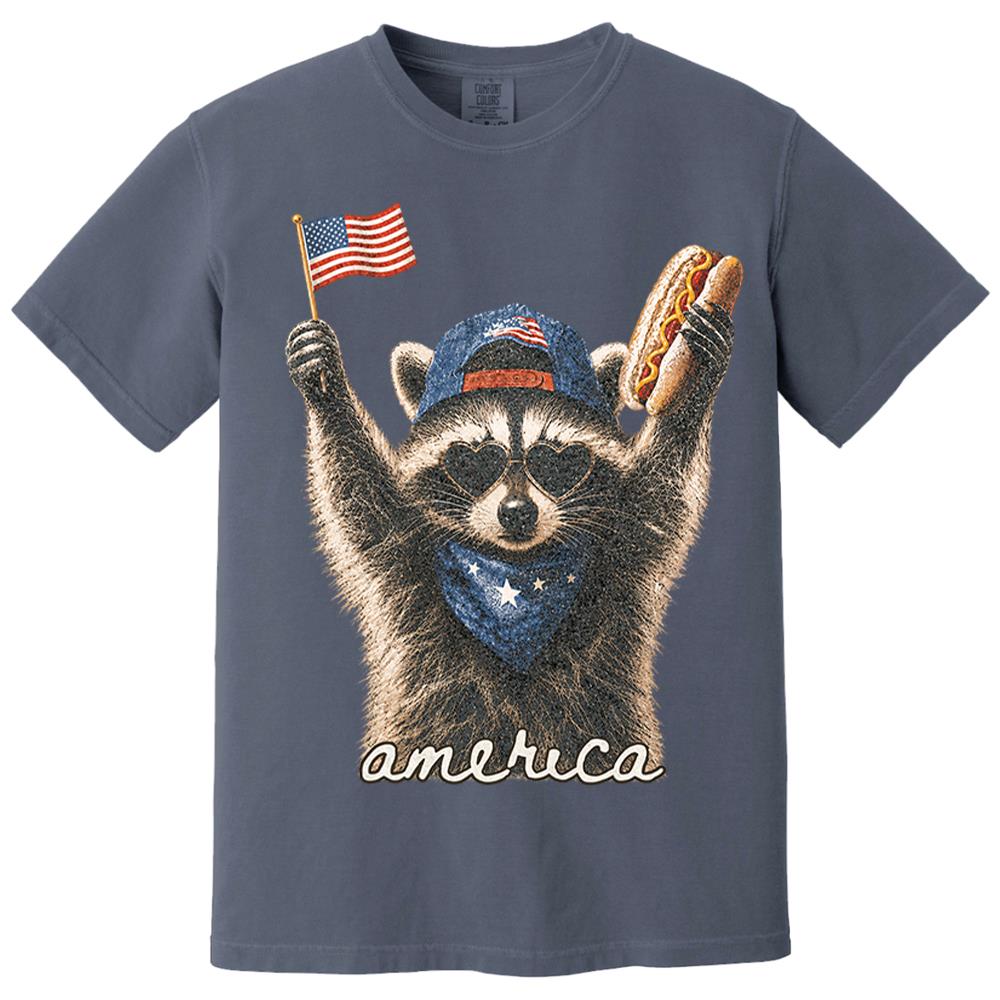 Custom Photo Pet, Feral & Free Racoon Shirt, 4th of July Shirt, USA Independence Day Shirt, Funny Raccoon Tee, Patriotic Shirt, July 4th Gift Nh00