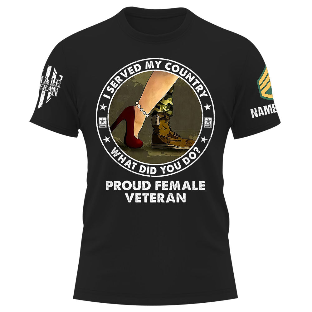 Personalized Shirt I Served My Country What Did You Do Proud Female Vet K1702