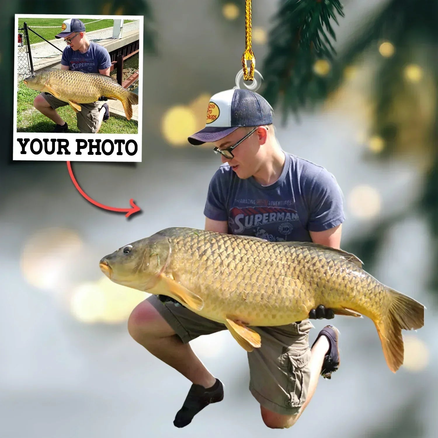 Personalized Photo Ornament Gift For Fishing Lovers - Custom Upload Photo Fisherman