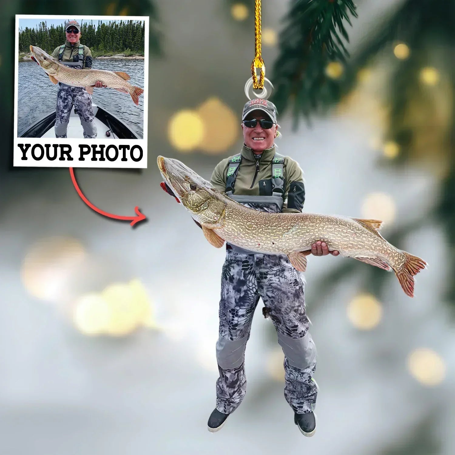 Personalized Photo Ornament Gift For Fishing Lovers - Custom Upload Photo Fisherman