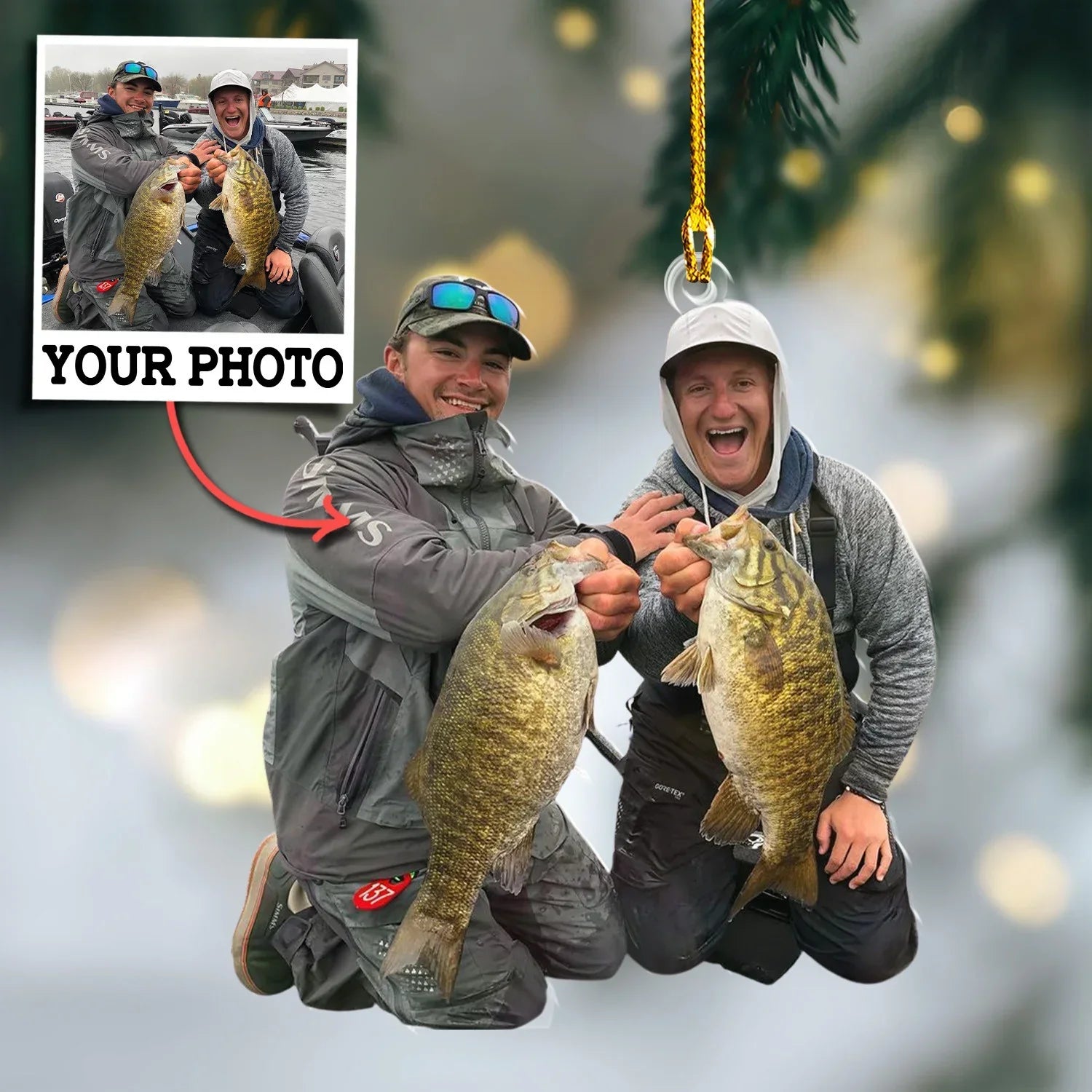 Fishing Custom Photo Ornament Gift For Fishing Lovers, Fisherman - Custom Upload Photo Fisherman