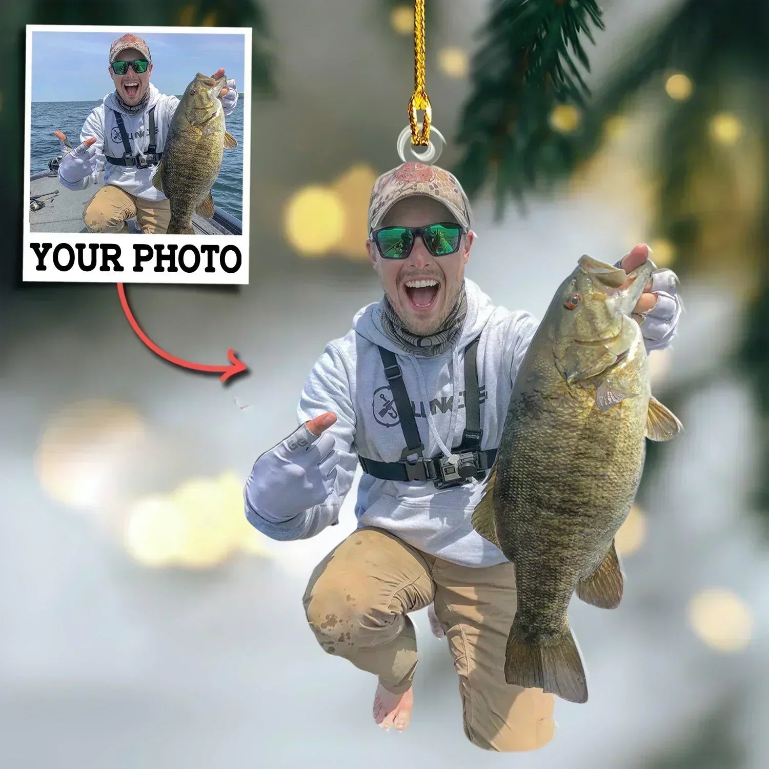 Custom Photo Fishing Master Ornament Gift For Fishing Lovers - Personalized Upload Photo Fisherman