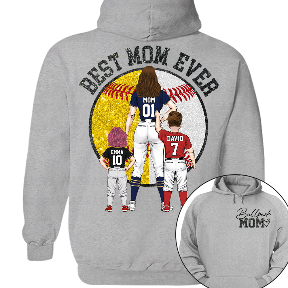 Best Mom Ever Baseball Shirt – Personalized Mom & Kids Shirt, Mother’s Day Gift for Baseball, Softball Mom Na02 Nh00