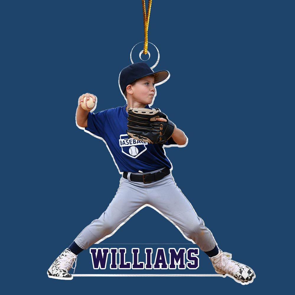 Personalized Photo Baseball Ornament - Gift For Baseball Lover - Custom Photo Baseball Kid Players