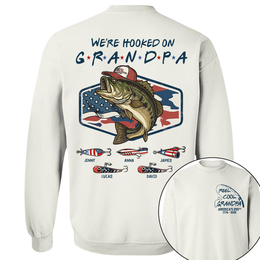 Reel Cool Grandpa T-Shirt – Personalized Fishing Grandpa Shirt, USA 250th Anniversary 1776-2026 Na02 Hv01
